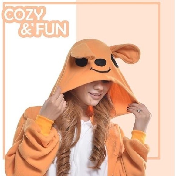 Kangaroo Costume Animal Pajamas Adult One Piece Cosplay size XL NEW - Picture 4 of 7